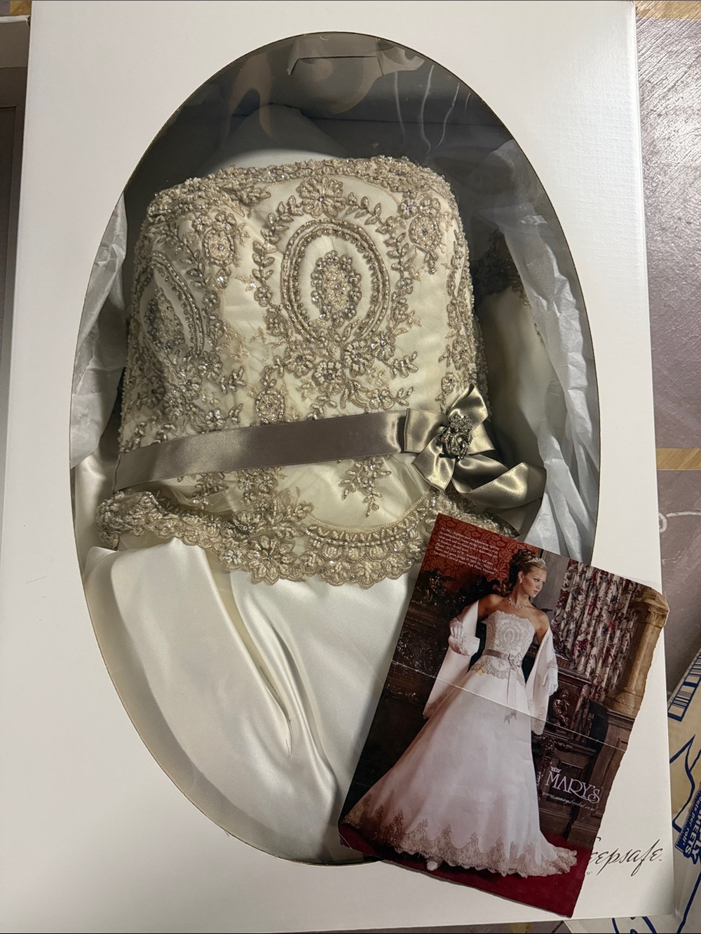 Mary's Bridal Ivory and Champagne Beaded Strapless Wedding Gown Bodice
